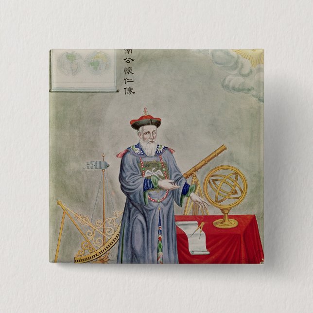 Portrait of Father Ferdinand Verbiest 2 Inch Square Button (Front)