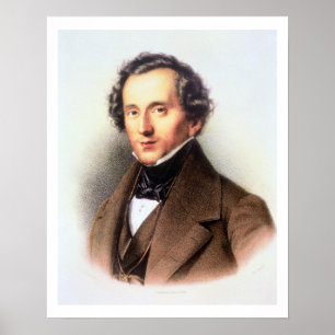 Portrait of Felix Mendelssohn (1809-47) (litho) Poster