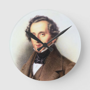 Portrait of Felix Mendelssohn (1809-47) (litho) Round Clock