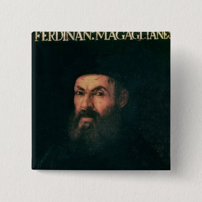Portrait of Ferdinand Magellan 2 Inch Square Button (Front)