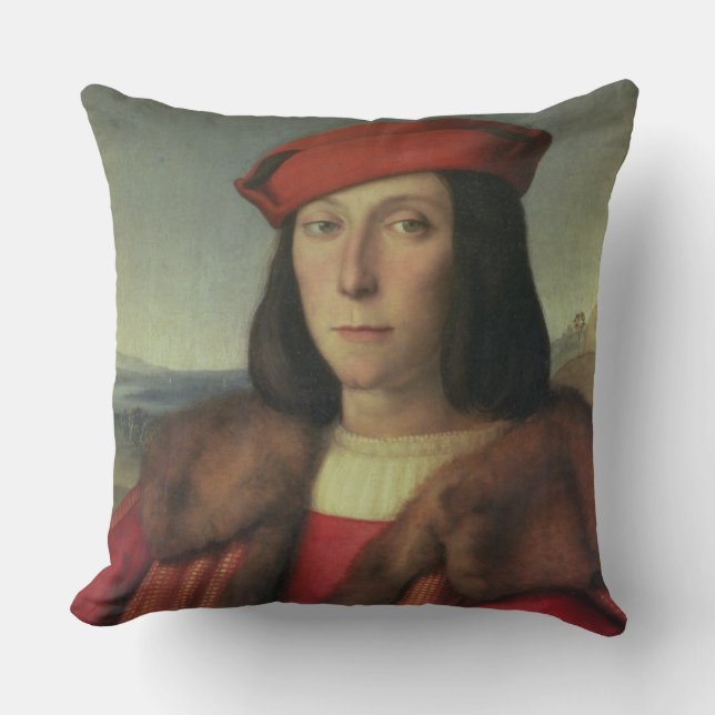 Portrait of Francesco della Rovere, Duke of Urbino Throw Pillow (Front)