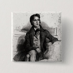 Portrait of Franz Liszt August 1832 2 Inch Square Button