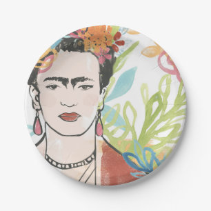 Portrait of Frida Kahlo Paper Plate