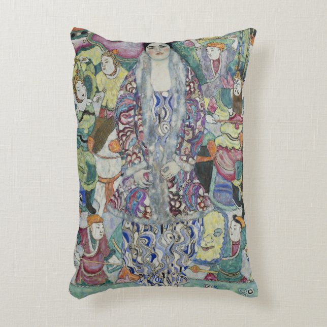 Portrait of Friederike Maria Beer by Gustav Klimt Accent Pillow (Front(Vertical))