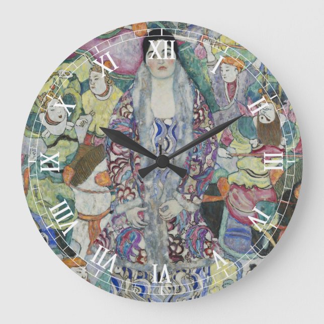Portrait of Friederike Maria Beer by Gustav Klimt Large Clock (Front)