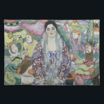 Portrait of Friederike Maria Beer by Gustav Klimt Placemat<br><div class="desc">Portrait of Friederike Maria Beer (1916) by Gustav Klimt is a vintage Victorian Era Symbolism fine art portrait painting. Friederike-Maria requested that Klimt paint her in a Viennese Workshop dress which she wore exclusively. Klimt decided that she should wear her fur coat inside out so that the decorative lining (also...</div>