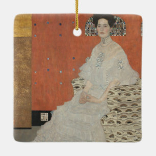 Portrait of Fritza Riedler by Gustav Klimt Ceramic Ornament