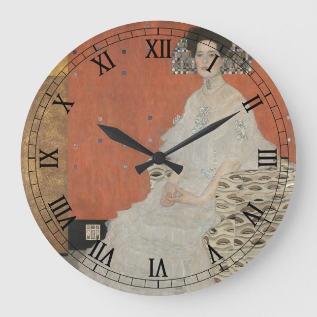 Portrait of Fritza Riedler by Gustav Klimt Large Clock (Front)