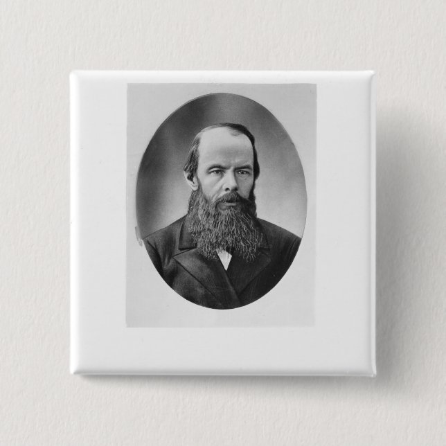 Portrait of Fyodor Mikhailovich Dostoyevsky 2 Inch Square Button (Front)