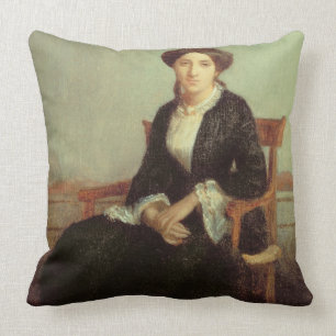 Portrait of Genevieve Celine, 1850 (oil on canvas) Throw Pillow