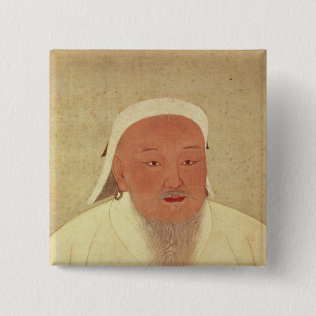 Portrait of Genghis Khan , Mongol Khan 2 Inch Square Button (Front)