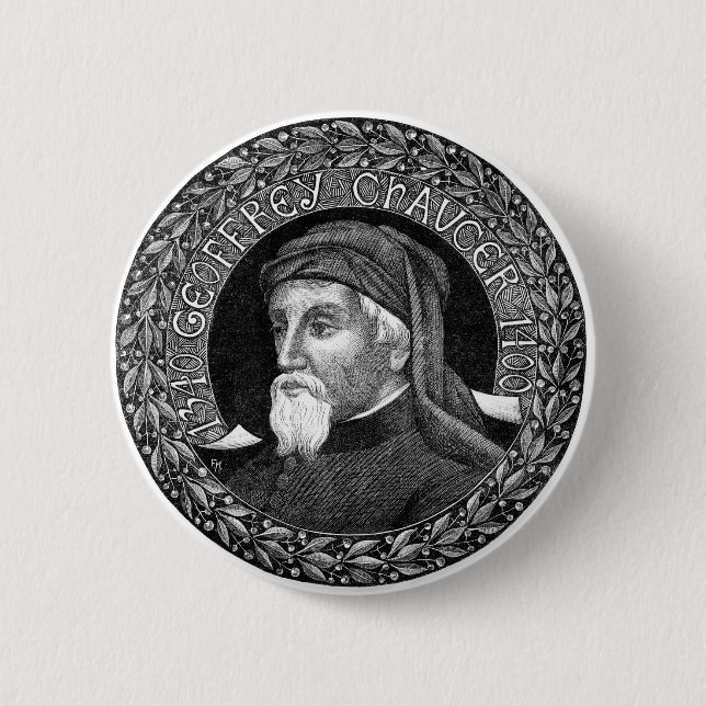 Portrait of Geoffrey Chaucer Button (Front)
