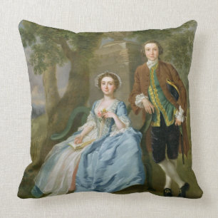 Portrait of George and Margaret Rogers, c.1748-50 Throw Pillow