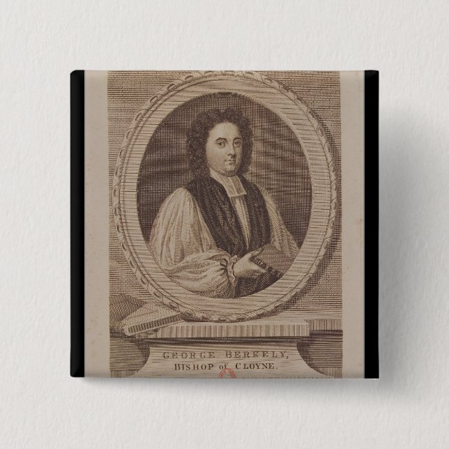 Portrait of George Berkeley  Bishop 2 Inch Square Button (Front)