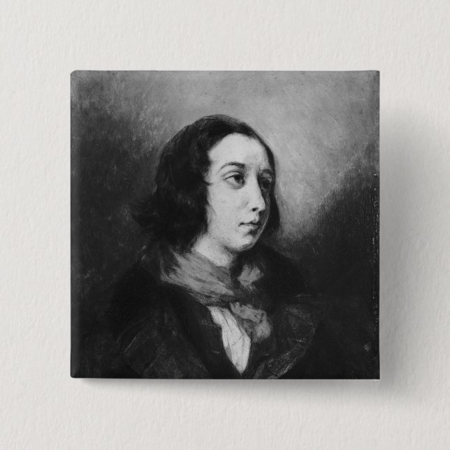Portrait of George Sand, 1838 2 Inch Square Button (Front)