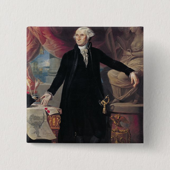 Portrait of George Washington, 1796 2 Inch Square Button (Front)
