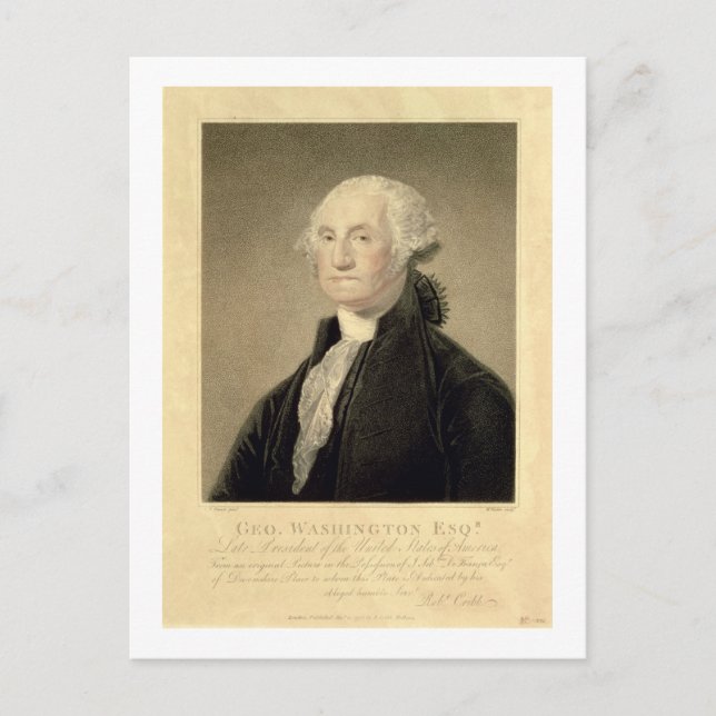 Portrait of George Washington, engraved by William Postcard (Front)