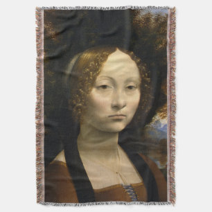 Portrait of Ginevra de Benci by Leonardo da Vinci Throw Blanket
