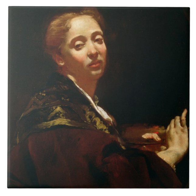 Portrait of Giulia Lama (fl.1728) Tile (Front)