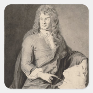 Portrait of Grinling Gibbons (1648-1721) (w/c on p Square Sticker