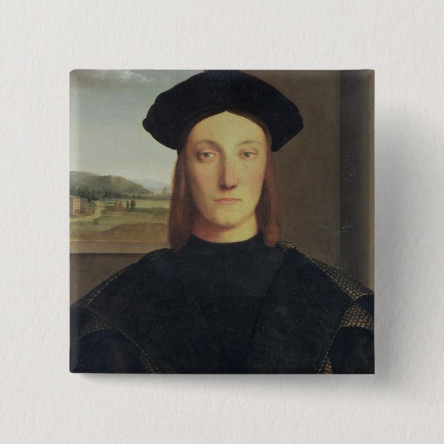 Portrait of Guidobaldo da Montefeltro, Duke of Urb 2 Inch Square Button (Front)