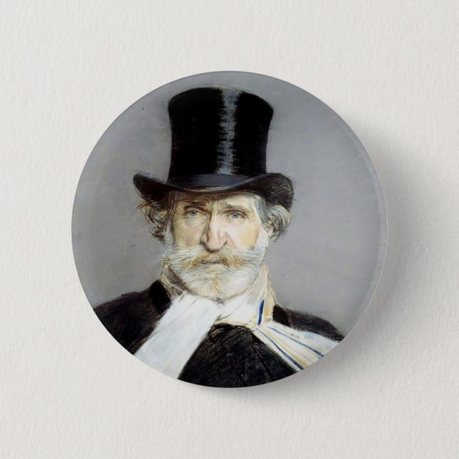 Portrait of Guiseppe Verdi by Giovanni Boldini 2 Inch Round Button (Front)