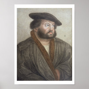 Portrait of Hans Holbein (1497/8-1543) engraved by Poster