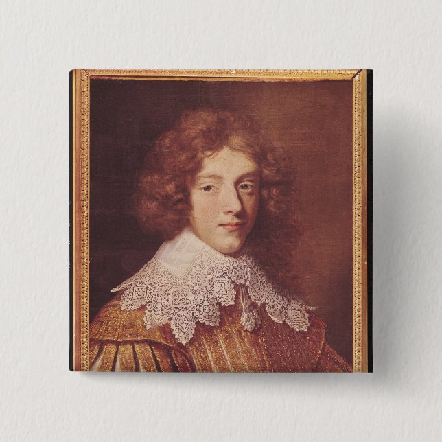 Portrait of Henri Coeffier de Ruze d'Effiat 2 Inch Square Button (Front)