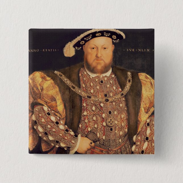 Portrait of Henry VIII  aged 49, 1540 2 Inch Square Button (Front)
