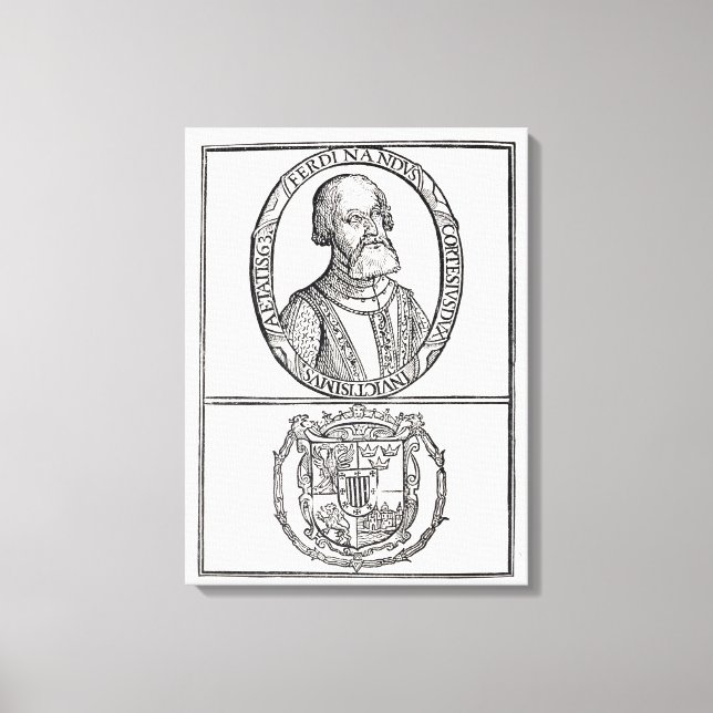 Portrait of Hernado Cortes  and his arms Canvas Print (Front)