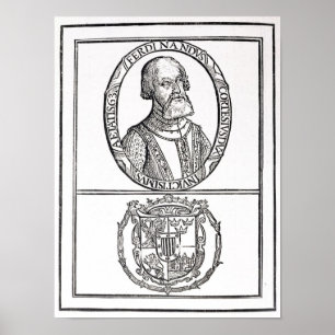 Portrait of Hernado Cortes  and his arms Poster