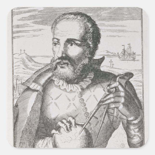 Portrait of Hernando de Magallanes Square Sticker (Front)