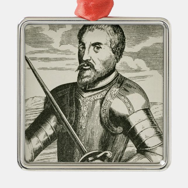 Portrait of Hernando de Soto Metal Ornament (Front)