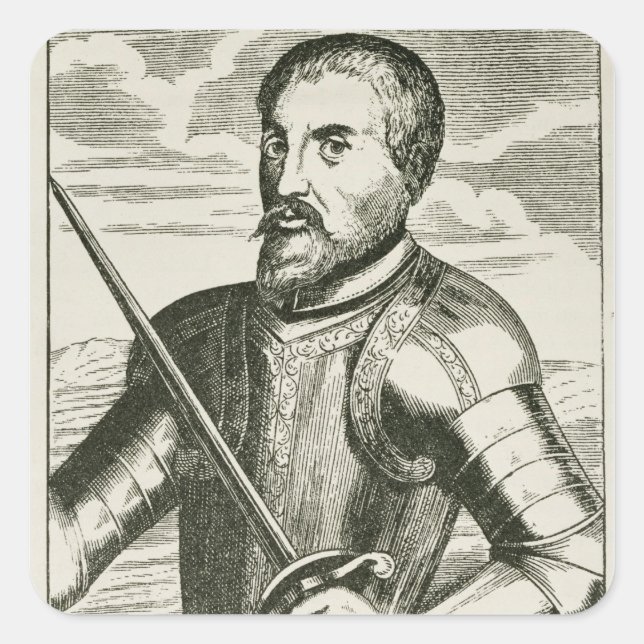 Portrait of Hernando de Soto Square Sticker (Front)