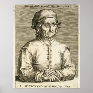 Portrait of Hieronymus Bosch (c.1450-1516) plate 3 Poster