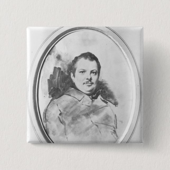 Portrait of Honore de Balzac  c.1820 2 Inch Square Button (Front)