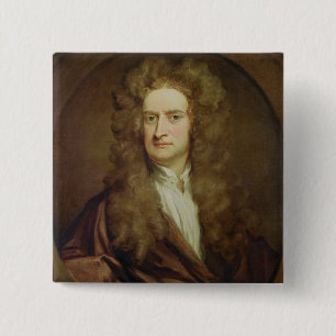 Portrait of Isaac Newton  1702 2 Inch Square Button