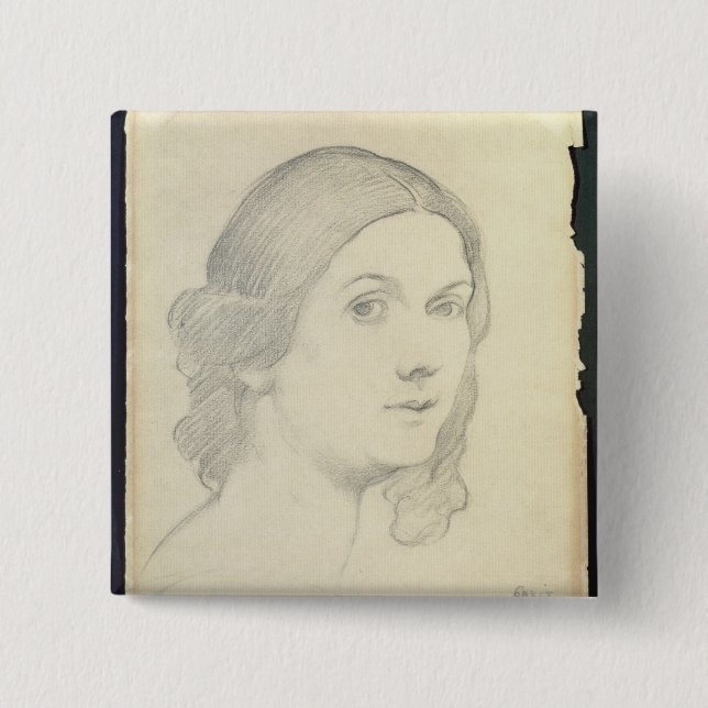 Portrait of Isadora Duncan , 1908 2 Inch Square Button (Front)