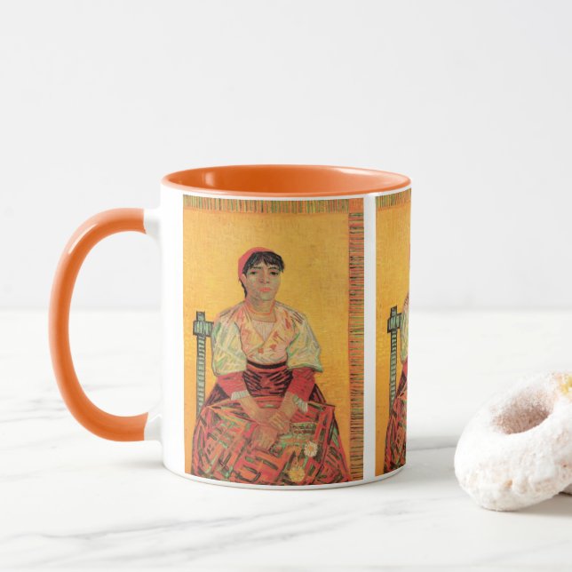 Portrait of Italian Woman by Vincent van Gogh Mug (With Donut)