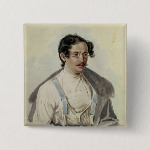 Portrait of Ivan Annenkov  in Peter Prison, 1836 2 Inch Square Button