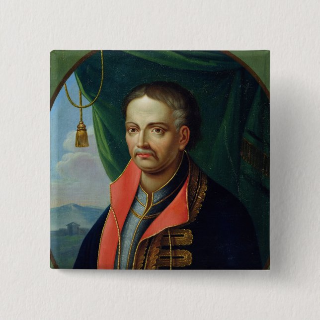 Portrait of Ivan Mazepa 2 Inch Square Button (Front)