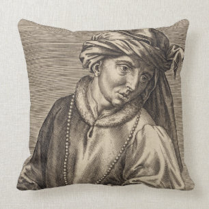 Portrait of Jan van Eyck (c.1390-1441) plate 2 in Throw Pillow