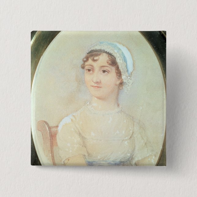 Portrait of Jane Austen 2 Inch Square Button (Front)