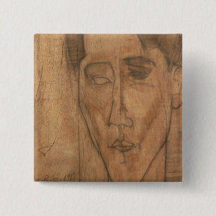 Portrait of Jean Cocteau (1889-1963) 1917 (pencil 2 Inch Square Button