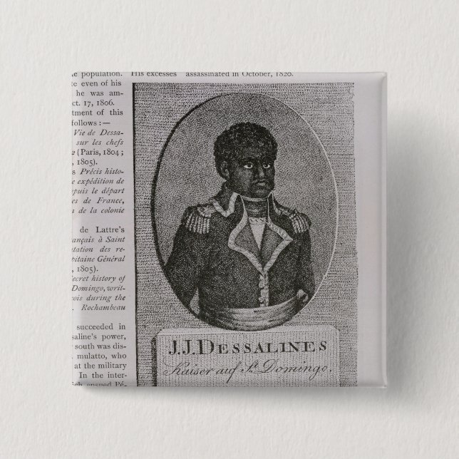 Portrait of Jean-Jacques Dessalines 2 Inch Square Button (Front)