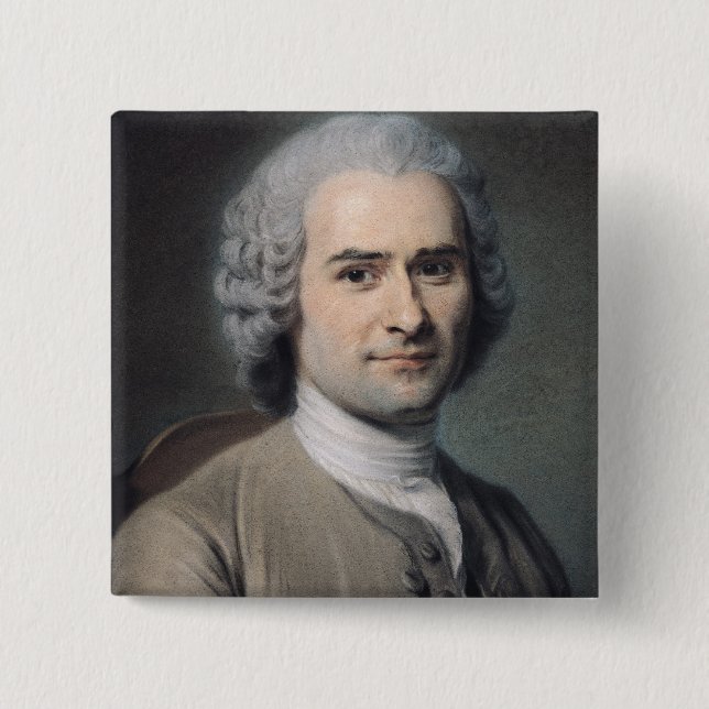 Portrait of Jean Jacques Rousseau 2 Inch Square Button (Front)