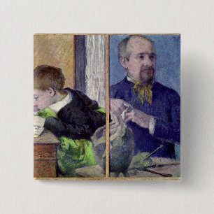 Portrait of Jean Paul Aube and his son 2 Inch Square Button