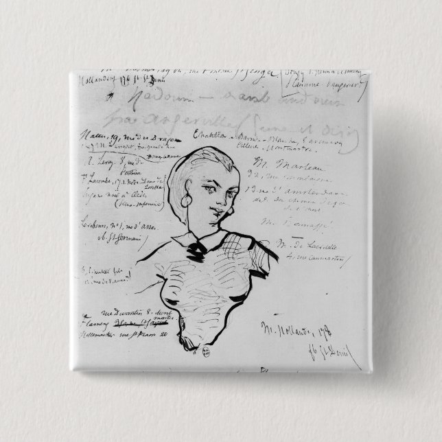 Portrait of Jeanne Duval 2 Inch Square Button (Front)