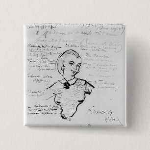 Portrait of Jeanne Duval 2 Inch Square Button