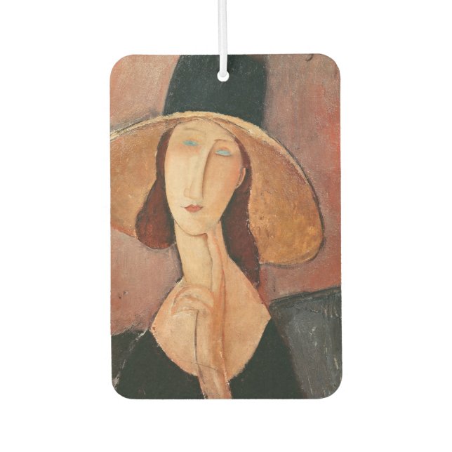 Portrait of Jeanne Hebuterne in a large hat Air Freshener (Front)